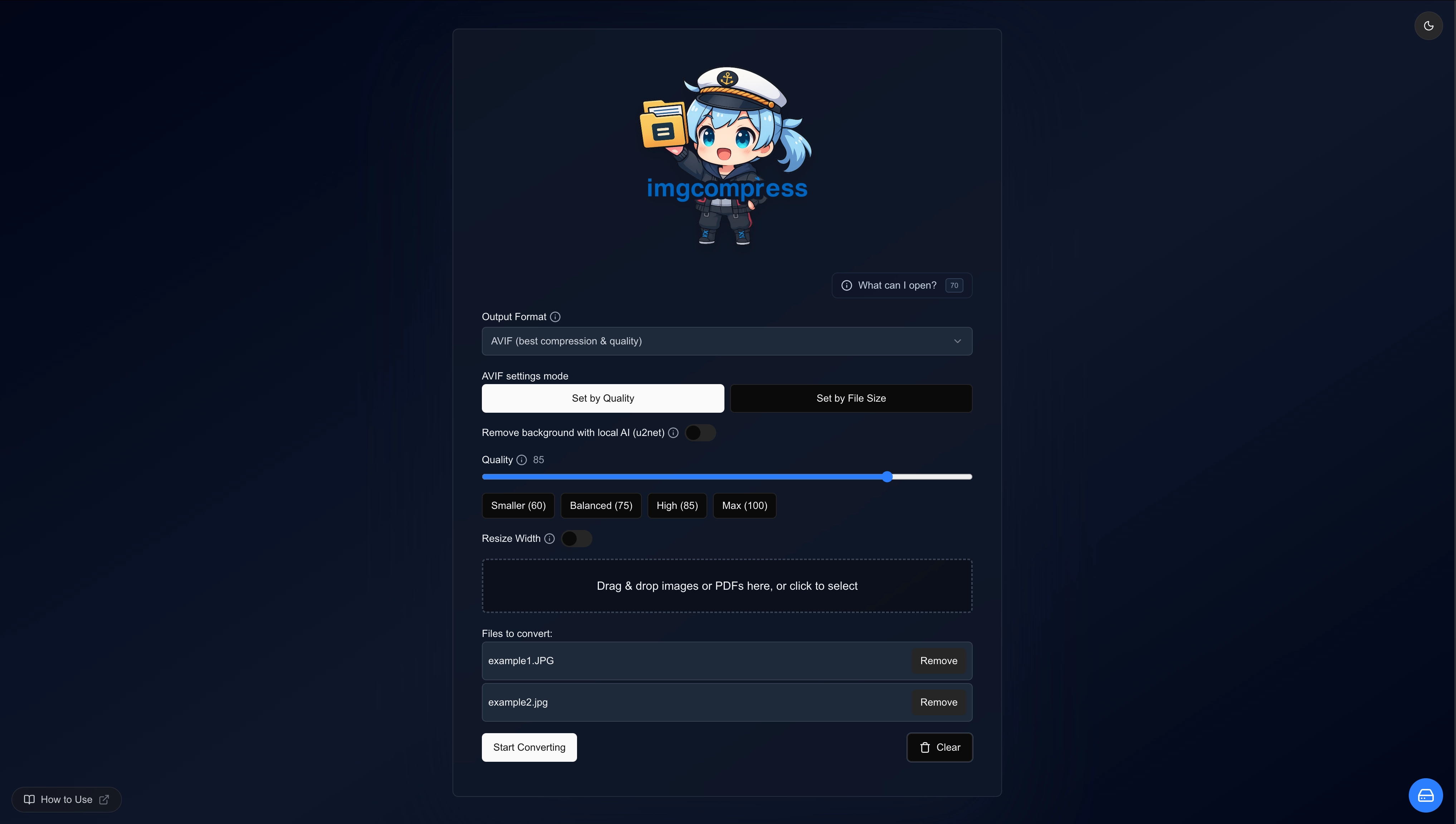 Imgcompress web UI