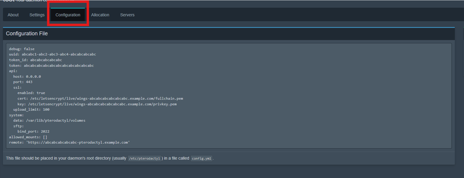 Example configuration file