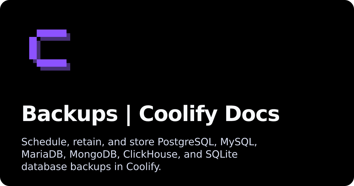 Backups | Coolify Docs