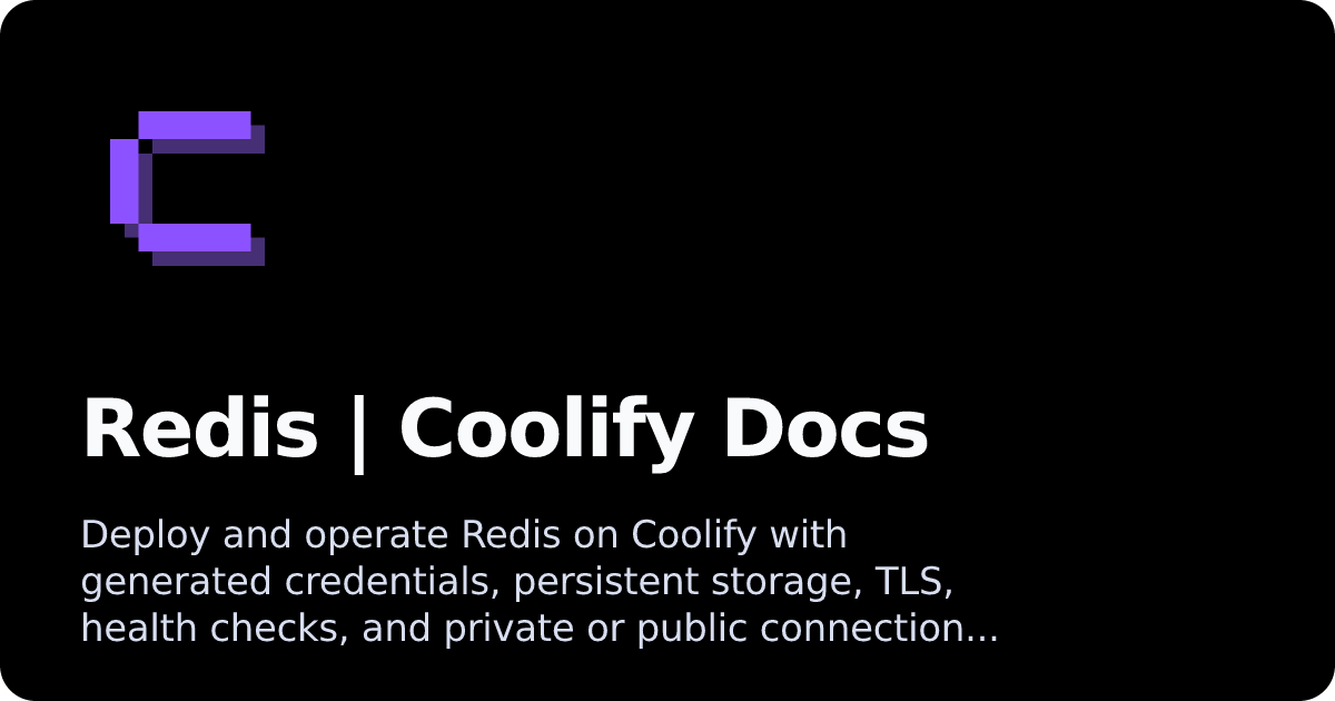Redis | Coolify Docs