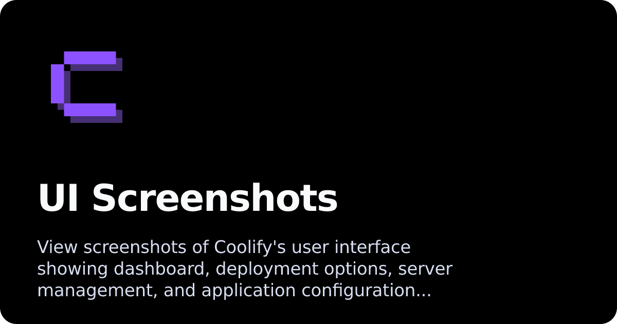 UI Screenshots | Coolify Docs