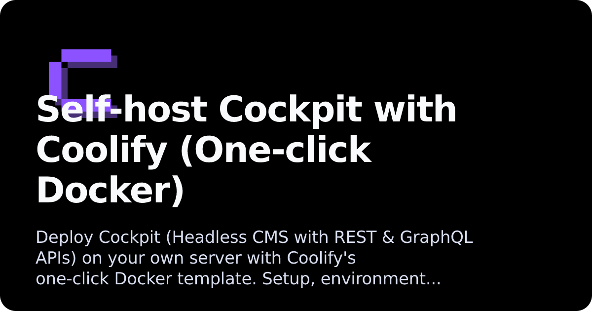 Cockpit | Coolify Docs