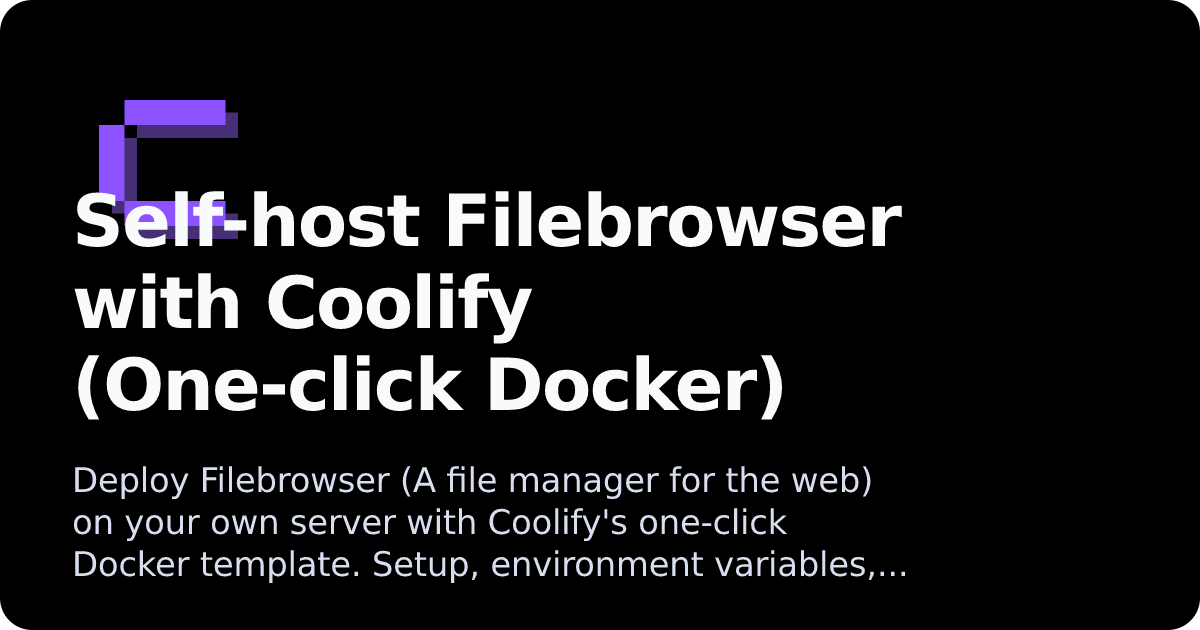 Filebrowser | Coolify Docs