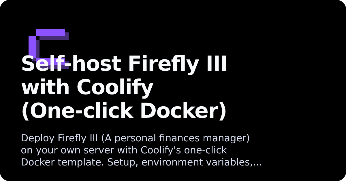 Firefly III | Coolify Docs