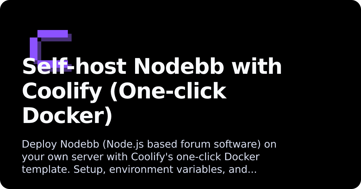 Nodebuff Logo Nodebb | Coolify Docs