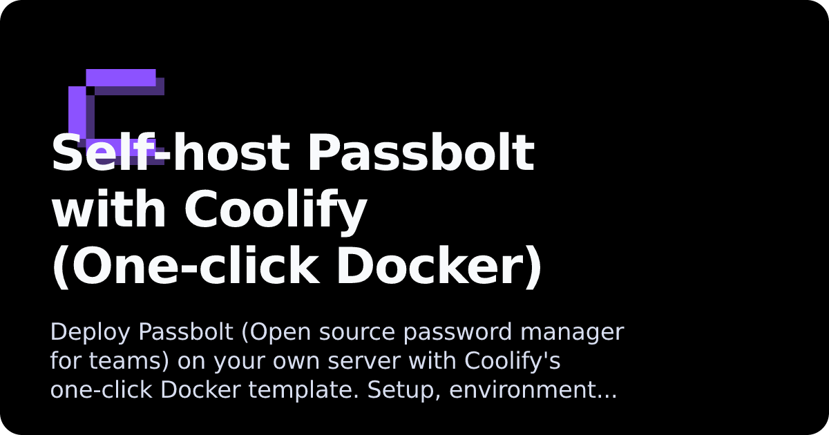 Passbolt | Coolify Docs