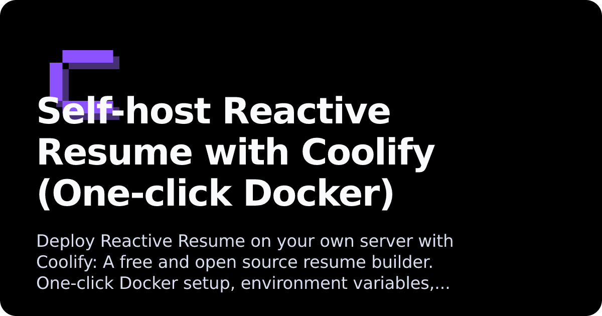 Reactive Resume | Coolify Docs