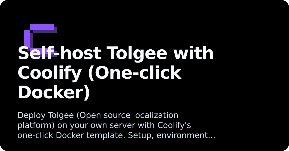 Tolgee | Coolify Docs