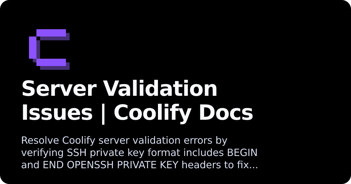 Server Validation Issues | Coolify Docs